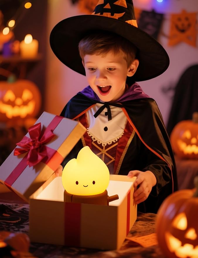 WANIDEA Flameless Candles Lamp, Cute Night Light,Torch Stump Light, LED Tea Lights Candles Rechargeable Night Light,Suitable for Kids lamp Bedroom,Outdoor,Camp, Gift, Christmas,Halloween