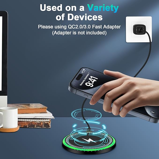 Samsung S25 Wireless Android Charger Fast Charging Pad for Samsung Galaxy S26 S25 Ultra/S24 Plus/FE/S23/S22/S21,2Pack 15W Fast Wireless Phone Charger Station for Moto Edge 2024/G Stylus 5G/Razr 2024