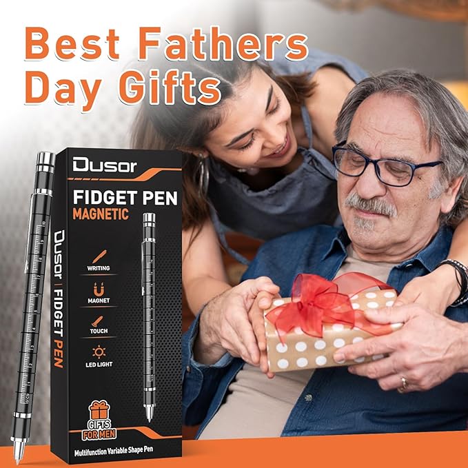 Dusor Gifts for Men Fidget Pen, Fathers Day Gift for Husband Dad Brother Boyfriend Multifunction Pen, Anniversary Birthday Fathers Day Gift from Daughter Son Wife, Cool Stuff Gadgets for Teens Boy
