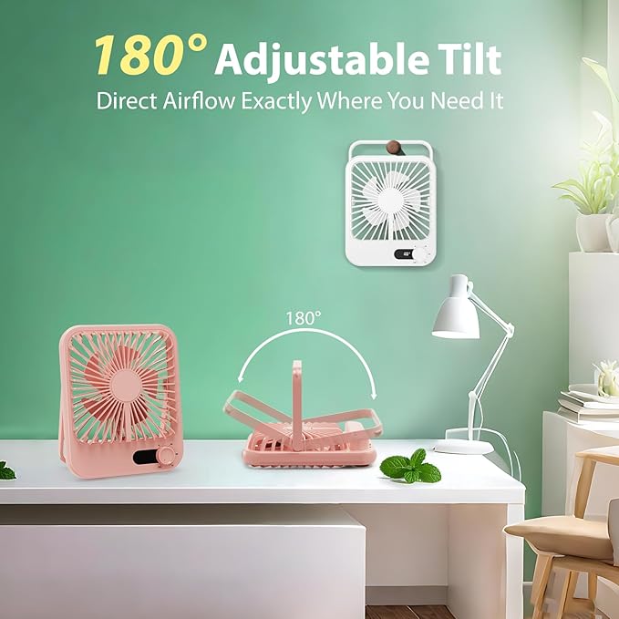 Travel Fan for Sleeping, Portable Fan for Summer Essentials, Small Desk Fan Rechargeable 100 Speed Wind for Beach FanTravel Essentials, Summer Must Haves Accessories Gifts for Women Teens Girl Pink