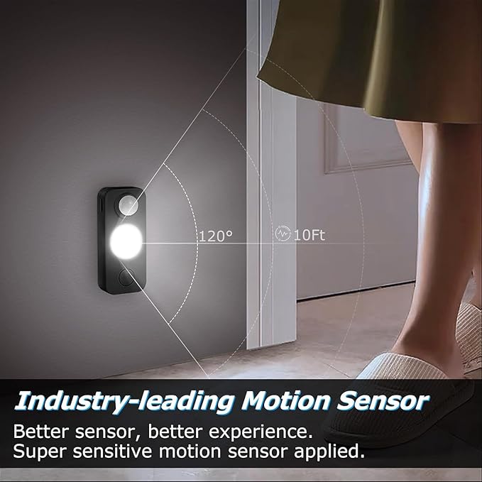 NIEGNOWOO LED Motion Sensor Puck Lights, Rechargeable Cabinet Lights, Stick on Wireless LED Night Light for Closet, Drawer, Shelf, Under Cabinet, Daylight White 8Pack, USB Charging Cord Included