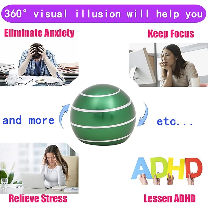 Desk-Kinetic-Toys Cool-Gadgets for Fidget: Cool-Stuff Thing Game Toy for Adult Teen Children Kid, Stress Relief Optical-Illusion Gifts for Office School Home Man Women Christmas Spinning 300 Seconds