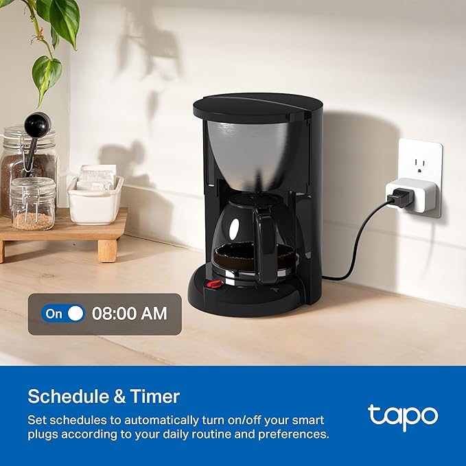 TP-Link Tapo Smart Plug Mini, Matter Compatible, Compatible with Alexa, Google Home & Samsung SmartThings, Energy Monitoring, 15A, UL Certified, 2.4G Wi-Fi Only, Tapo P110M(4-Pack)