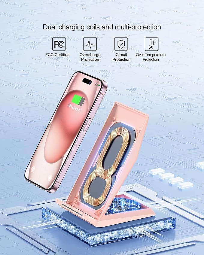 NANAMI Wireless Charger 2 Pack - Fast Wireless Charging Stand for iPhone 17/17 Air/16/16 Plus/16 Pro Max/16 Pro/15/14/13/12, Phone Charger Compatible Samsung Galaxy S26/S25/S24/S23/S22/S21,Pixel 6/5
