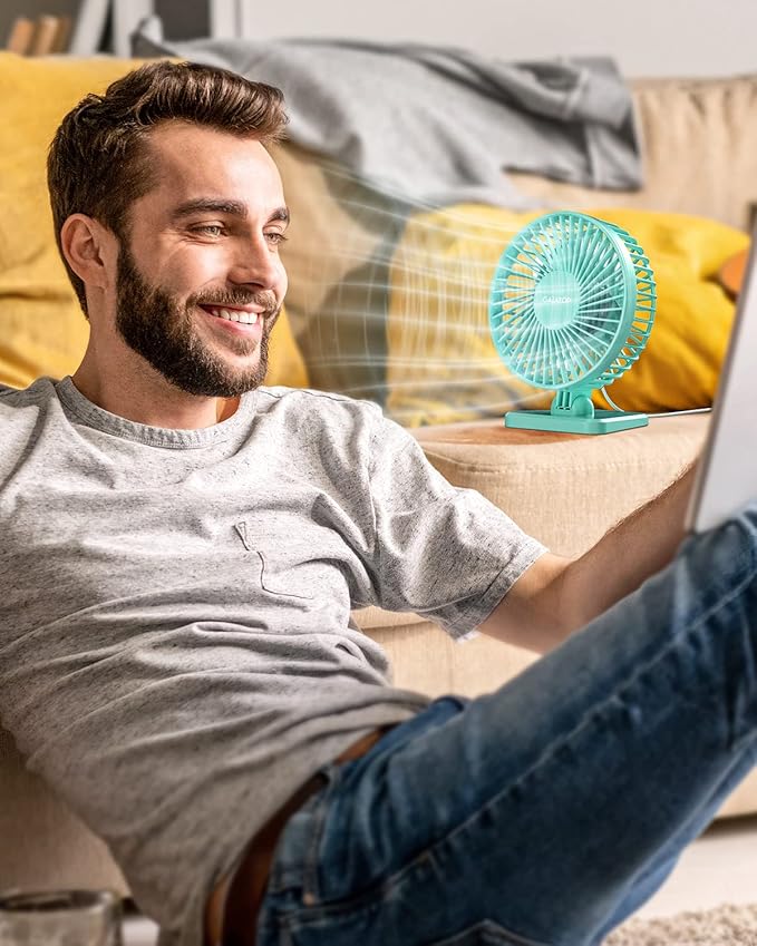 Gaiatop USB Desk Fan, Small But Powerful, Personal Portable Quiet 3 Speeds, Adjustable Mini Table Desktop fan for Cooling Home Office Car Summer Travel Gifts Green