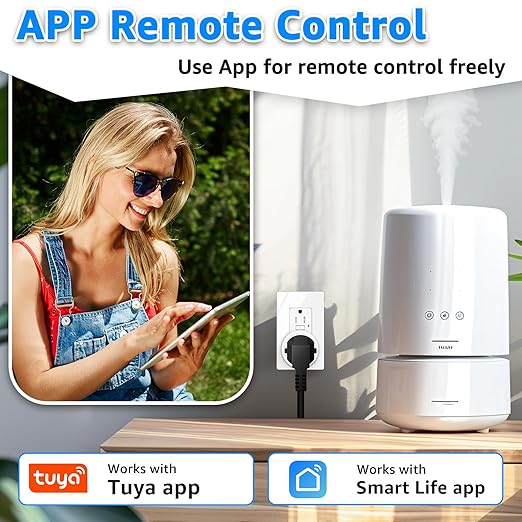 WiFi Smart Outlet Plug with Remote,GreenCycle Electric Smart Plug with 2 Remote,Compatible with Alexa and Google Home via Tuya,15A/1500W，Remote Control from Anywhere,TUV FCC List(2.4G)