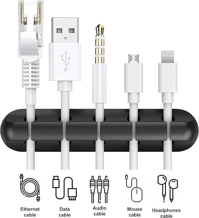 Cable Clips, INCHOR Cable Organizer Cord Holder for Desk, Charging Cable Holder Cord Clips, Nightstand Cord Organizer Cable Management Wire Clip (7, 5, 3 Slots)