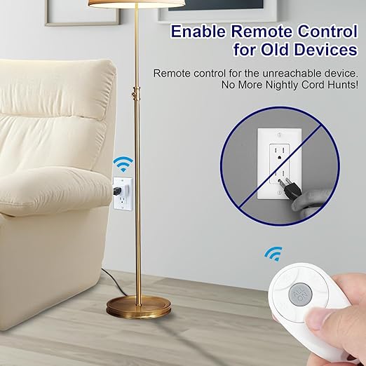 Greencycle Remote Control Outlet,Wireless Light Switch and 2 Outlet Plugs,Remote Outlets Switch,No Wiring Needed,500ft Range Coverage,15A/1500W for Lamps,Fans,TV,FCC Certified, White