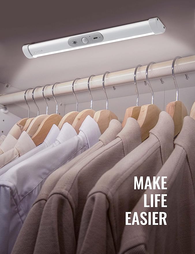Joyzy 2 Pack Automatic Motion Sensor Closet Lighting with Eye-Protection Design Closet Lights, LED Wireless Pantry Light, Rechargeable Wardrobe Lamp Cabinet Light(100 Lumen, 6000k 80+CRI)