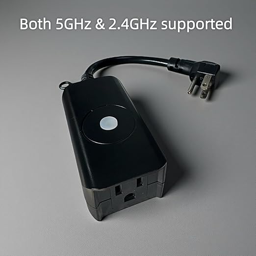 5GHz &2.4 GHz Outdoor Smart WiFi Plug Outlet,IP44,15 Amps,One Grounded Outlet, Wireless Remote, Alexa Smart Plugs and Google Home Assistant, ETL Listed,Black(1 Pack)