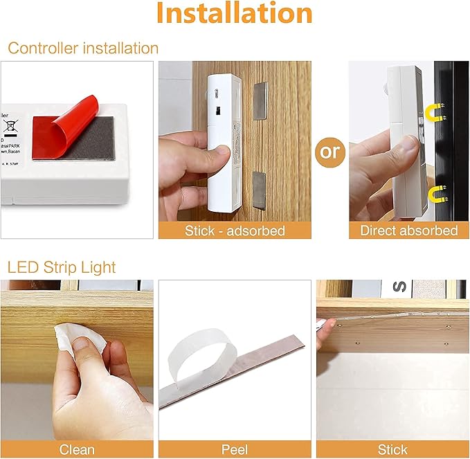 WOBANE Motion Sensor Stair Strip Lights,Rechargeable Motion Activated Closet Light,Battery Powered LED Strip,60 LEDs Homelife Bar for Bed,Pantry,Counter,Night Light,Cabinet,6000K White,6.56ft,2PCS