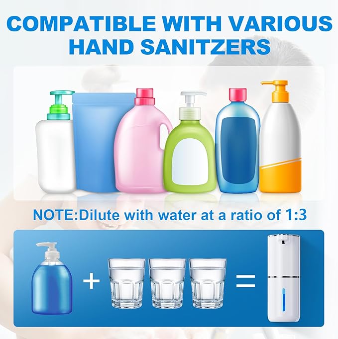 Automatic Soap Dispenser,P11-380ml, Wall Mount Touchless 4 Gear Adjustable Electric Soap Dispenser,USB Rechargeable with Infrared Motion Sensor for Bathroom,Kitchen,Office (White,Foam)