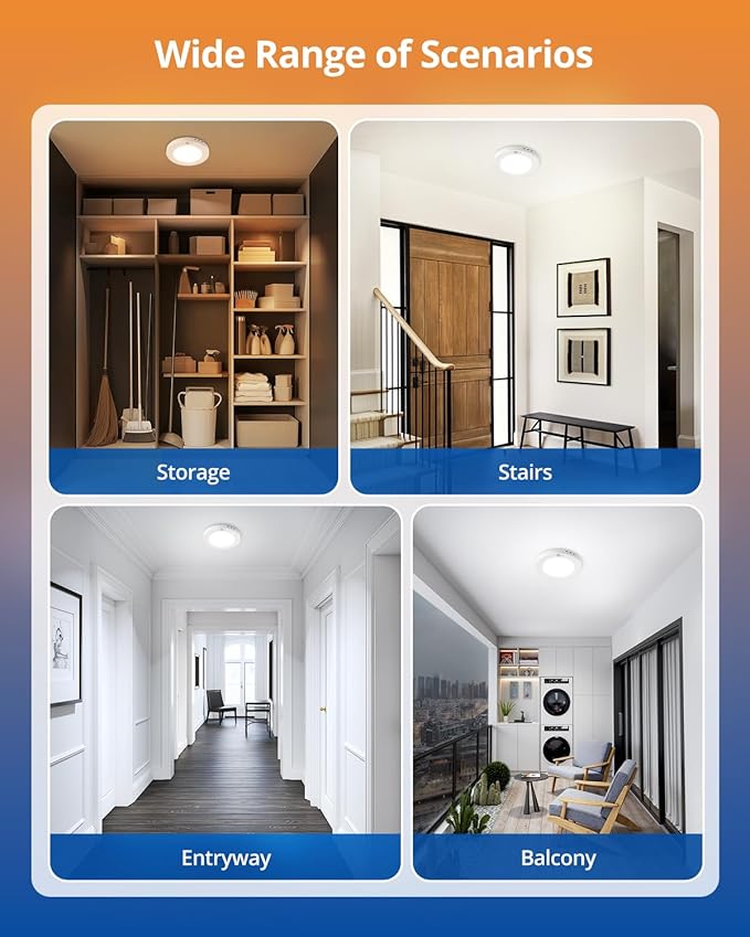 wowatt 2Pcs Motion Sensor Ceiling Light Wired, 3000K/4000K/6000K Selectable Motion Closet Light, 15W 1800LM Motion Sensor Light Indoor for Hallway, Stairs, Storage(7.48Inch)