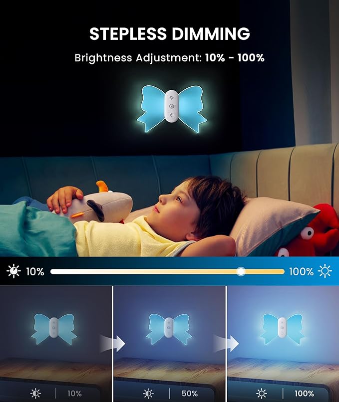 LOFTEK Motion Sensor Wall Light, Rechargeable Color-Changing Sconce with Butterfly Wing Design, Dimmable Brightness, 1800mAh Battery, Perfect for Hallway, Stairs, Bedroom, Bathroom [2 Pack]