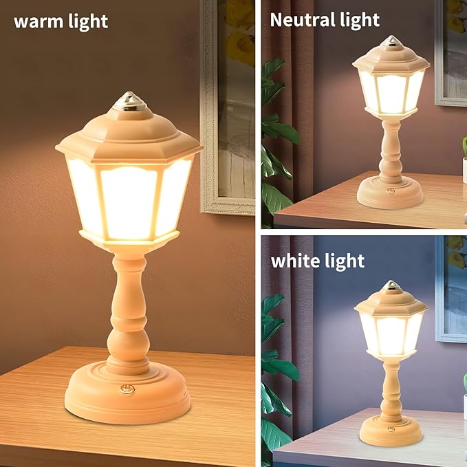 Mini Vintage LED Desk Lamp - Dimmable Table Reading Light with USB Charging Port, Sensitive Control, Eye-Caring Office Lighting - Beautiful Decorative (Yellow)