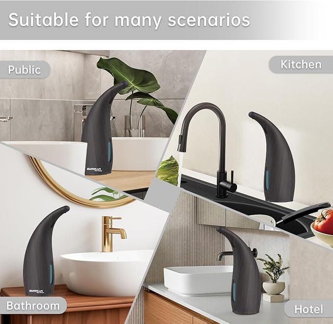 Automatic Liquid Soap Dispenser,300ML Touchless 4 Gear Adjustable,Countertop Electric Battery Operated White Hand Soap Dispenser with Sensor for Bathroom,Kitchen,Office