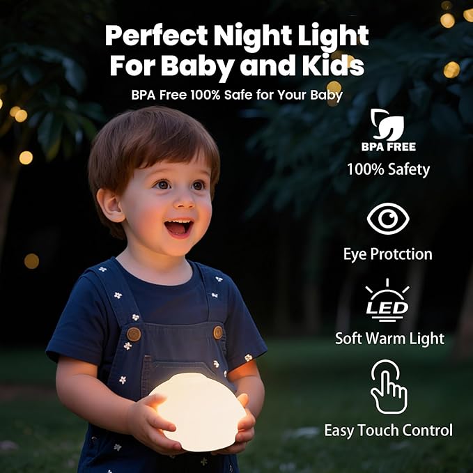 Magnetic Wireless Charger Stand for iPhone: 15W Fast Charging Desk with Night Light for Kids Mag Safe iPhone 17 16e 16 15 14 13 12 Pro Max - Cute Touch Lamp for Nightstand & Bedroom & Breastfeeding