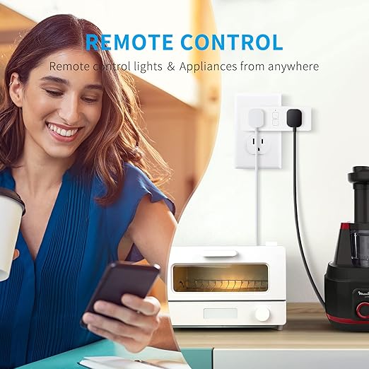 Dual Smart Plug, Matter Smart Plug, Smart Plugs That Compatible with Siri, Alexa, Google Home, Smartthings, WiFi Plug w/Remote Control, Timer & Schedule, White, 4-Pack