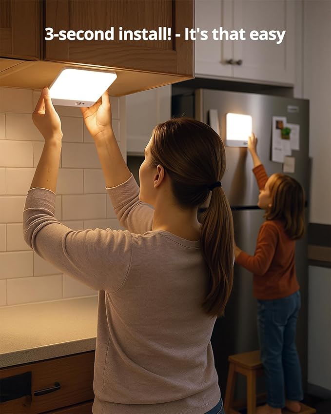 Combuh 2 Pack Square Rechargeable Ceiling Lights with Remote Operated Battery Powered, 85 Day Long Lasting Wireless Stick on Inside Waterproof Shower Lighting No Electricity Needed for Hallway Closet