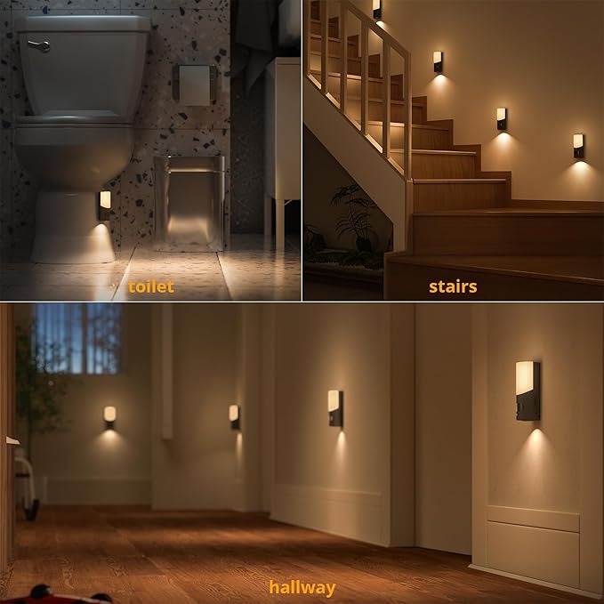 Lyridz Motion Sensor Wall Sconce (2 Pack), Up & Down Dual Beam Night Light, 270-Day Battery Life, Wireless Magnetic Stick-on Hallway Lights, Dimmable LED for Stair, Bedroom, Bathroom (Warm White)