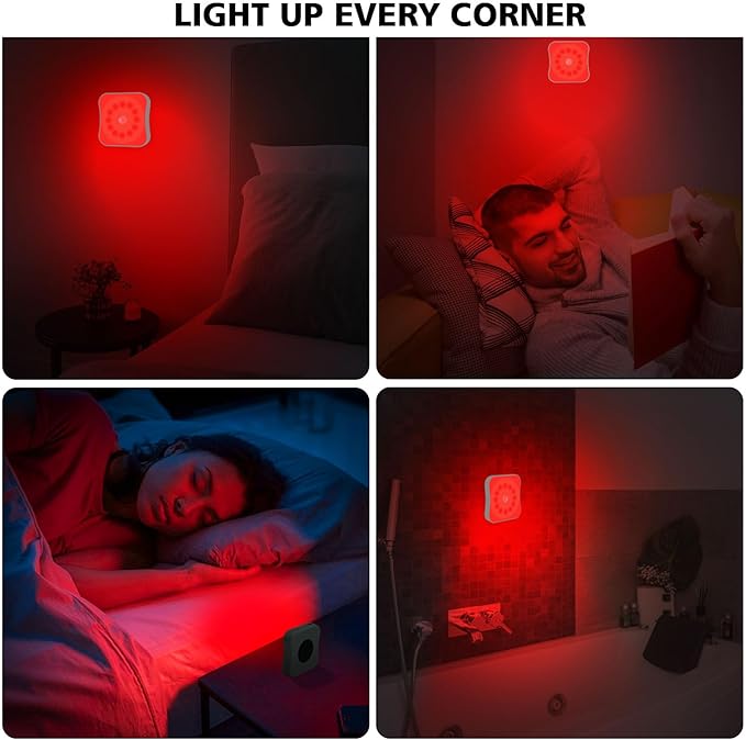 Red Motion Sensor Night Lights Rechargeable Battery Night Light Magnetic Red Light Night Lights for Sleep Aid, Bathroom, Hallway, Stair, Bedroom, Travel, 2 Pack
