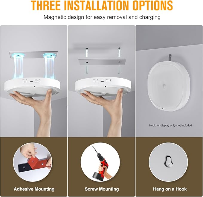 Rechargeable Motion Sensor Ceiling Light Indoor, 10000mAh Battery Operated Closet Light with Remote Control, Magnetic Mount Shower Light for Bathroom/Pantry/Garage