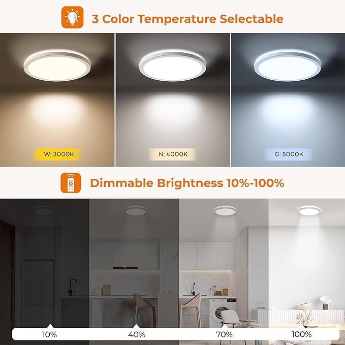 Matane Dimmable Motion Sensor LED Ceiling Light with Remote, 9 Inch Wired Flush Mount 3000K 4000K 5000K, 1800LM Motion Sensor Light Indoor for Closet Hallway Laundry Stairs White New Version