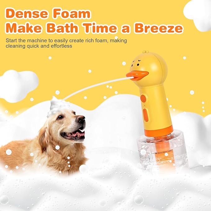 Electric Foaming Shampoo Dispenser with Stirring Mechanism for Dog and Cat Bathing, Rechargeable Soap Dispenser for Pet Bathing, Bathroom, Kitchen Sink, Toilet Cleaning