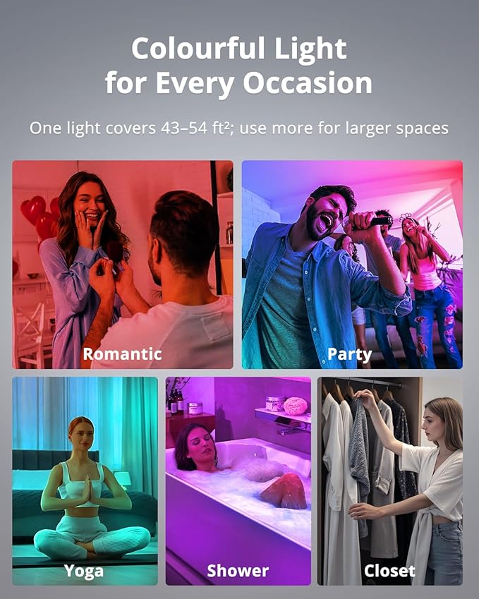 Combuh Rechargeable RGB Ambient Shower Light Waterproof Inside, LED 13 Color Changing Mood Lighting for Bathroom Cordless Battery Operated Stick on Ceiling Lamp with Remote for Bathtub Bedroom
