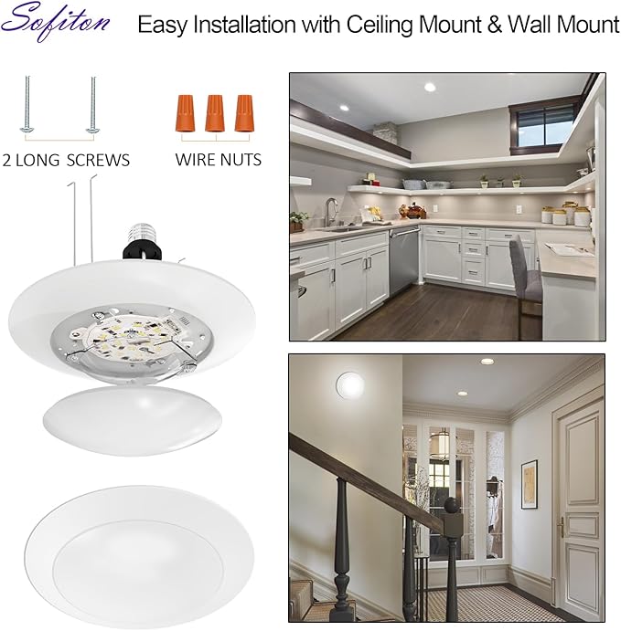 18-Pack 4 Inch Disk Lights, 2700K-5000K Adjustable, 10W, 650LM, CRI 90+, Dimmable 10%-100%, Wet Rated, Surface Mount LED Ceiling Light for Bathroom Kitchen, ETL Listed