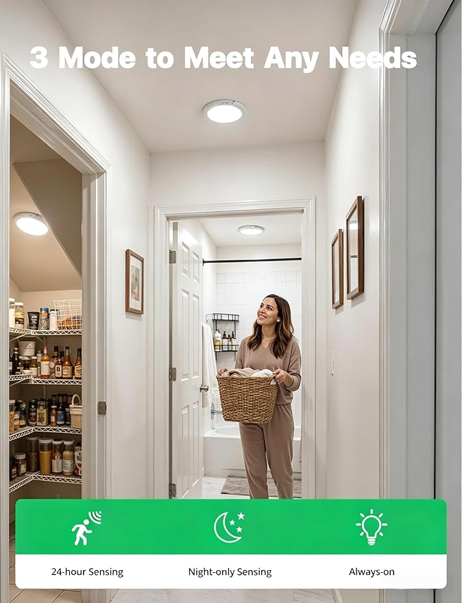 Bojim 4 Pack Rechargeable Motion Sensor Ceiling Light with Remote Wireless Magnetic LED Lights, Battery Operated Stick On Ceiling Shower Lights Renter Friendly for Closet Bedroom Hallway
