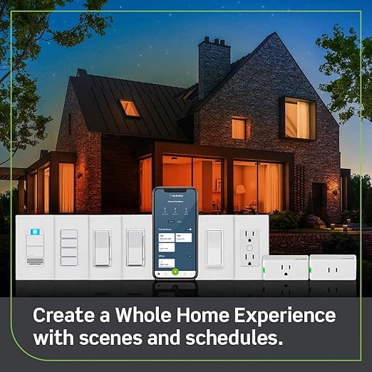 Leviton Decora Smart Dimmer Plug, Wi-Fi 2nd Gen, Works with Matter, My Leviton, Alexa, Google Assistant, Apple Home/Siri & Wire-Free Anywhere Companions for Switched Outlet, D23LP-1RW, White