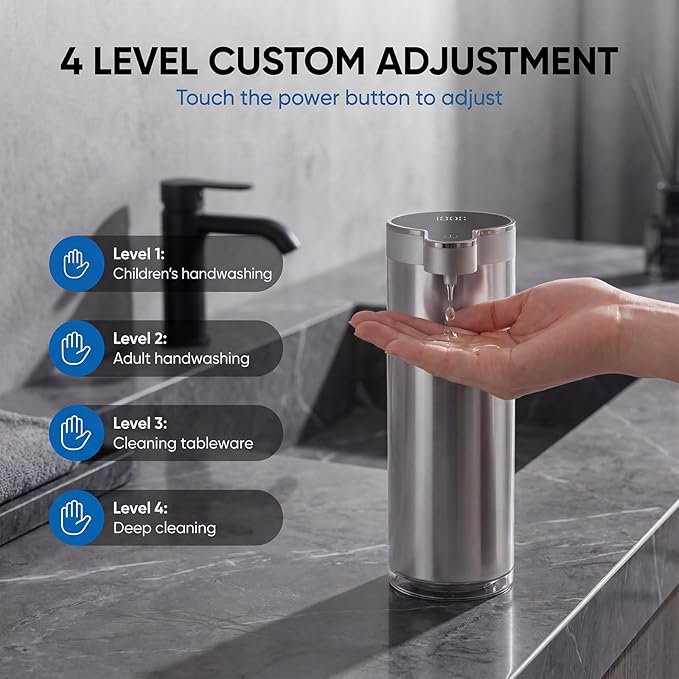 Touchless Automatic Soap Dispenser, No-Drip Pump, 0.2s Fast Sensor, USB-C Rechargeable, BPA-Free Bottle, Smudge-Resistant Stainless Steel for Kitchen & Bathroom, 10.1oz/300ml, IPX5 Water-Resistant