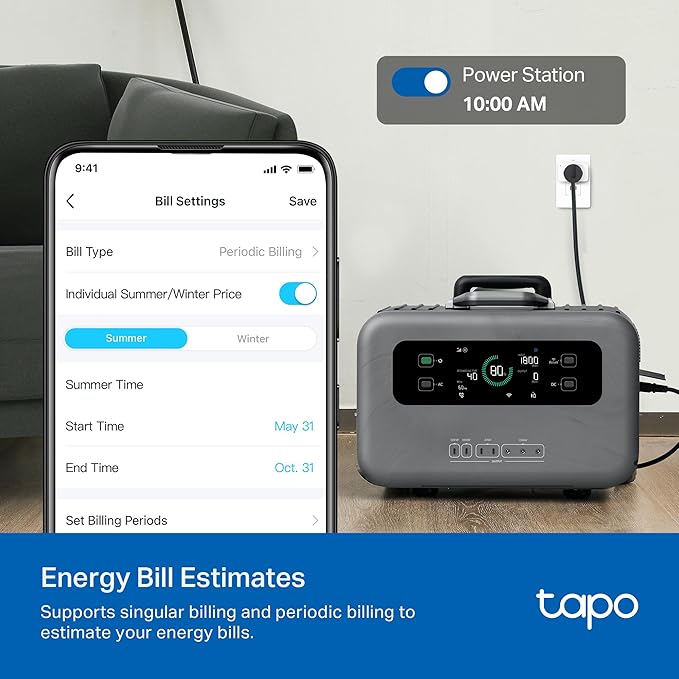 TP-Link Tapo Smart Plug Mini, Matter Compatible, Compatible with Alexa, Google Home & Samsung SmartThings, Energy Monitoring, 15A, UL Certified, 2.4G Wi-Fi Only, Tapo P110M(4-Pack)