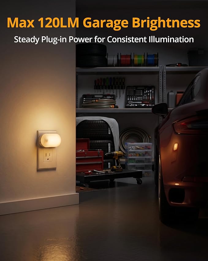 Lyridz 120LM Ultra Bright Plug-in Motion Sensor Night Light, Stepless Dimmable LED Nightlight, Always-On and Auto-Off, for Hallway, Stairs, Bathroom, Bedroom, Garage, Warm White (6-Pack)