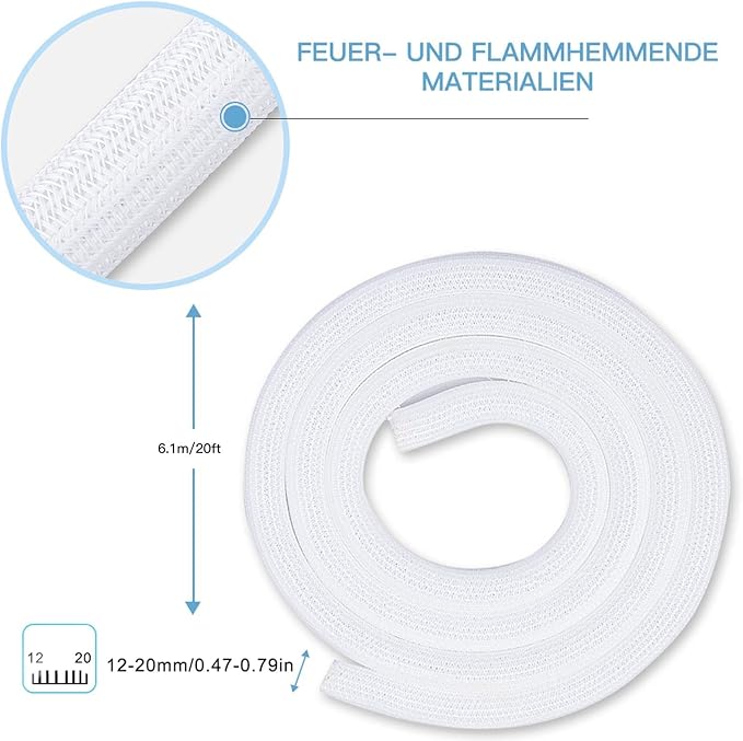 AGPTEK Cable Sleeve, 20ft - 4/5 inch Cable Management Desk Cord Cover Organizer Wire Hider for Home Office Computer TV Wire Loom Tubing Pet Proof Cord Protector from Cat Dog Chewing, White