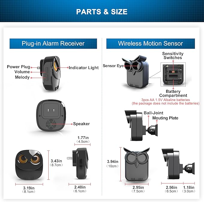 Driveway Alarm- 1/2 Mile Long Range Wireless Driveway Alarm Outdoor Weather Resistant Motion Sensor&Detector-DIY Security Alert-Monitor&Protect Outdoor/Indoor Property - 1 Receiver and 2 Sensors