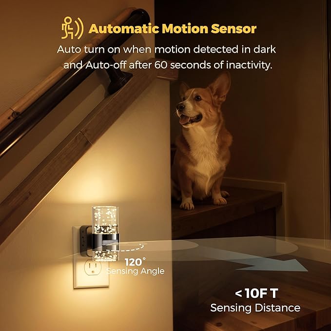 L LOHAS LED Motion Sensor Night Light,Dimmable Night Lights Plug into Wall, 2 Pack 3000K Night-Lights with 0-100 LM Adjustable, Acrylic Bubble Plug in Nightlights for Bathroom Hallway Nursery