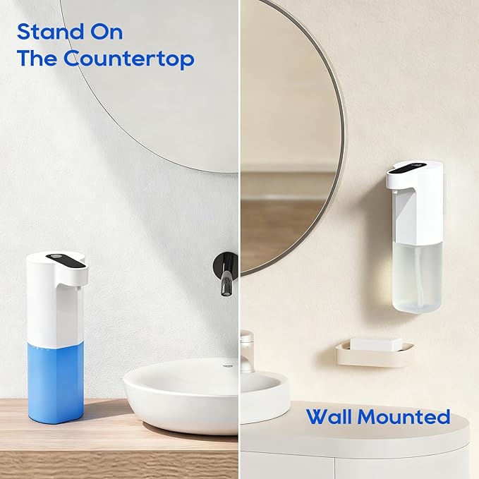 Automatic Soap Dispenser Touchless, Liquid & Foaming Soap Dispensers, USB Rechargeable Smart Hand Soap Dispenser, 3-Level Adjustable, 12.2oz/360ml (Gel Version and Foam Version)