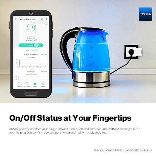 YoLink Plug Mini, 2-Pack, Ultra-Compact Smart Outlet with Over-Temperature Protection & Precision Scheduling, 1/4 Mile LoRa Range, Alexa, Google Assistant Integration, Hub Included