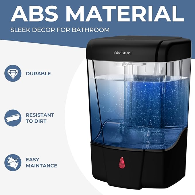 interhasa! Automatic Soap Dispenser Wall Mount 20oz Refillable Liquid Hand Sanitizer Dispenser Commercial Soap Dispenser for Bathroom Support Liquid Gel