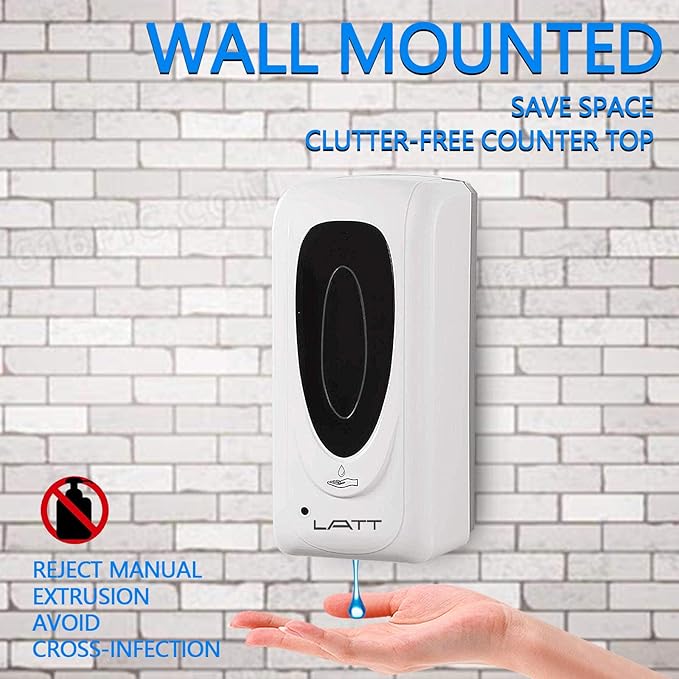 LATT Automatic Liquid Hand Sanitizer Dispenser Wall Mounted, Commercial Touchless Soap Dispenser, Refillable Sensor Hands-Free Dispenser for Hospital Hotel School Restaurant, 33oz/1000ml
