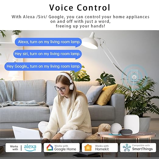 Matter Smart Plug 10A, Smart Wi-Fi Outlet Compatible with Alexa, Apple Homekit, Google Home, SmartThings, Home Assistant, No Hub Required, ETL & FCC & RoHS Certified, 2.4G WiFi Only, 4-Pack