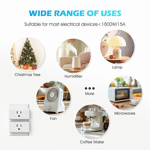 Remote Control Outlet 15A Wireless Light Switch for Household Appliances, 260 FT Range, Electrical Outlet Switch, FCC Certified, ETL Listed, 4 Outlets + 1 Remote