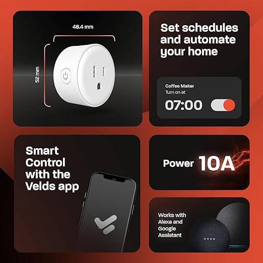 Smart Plug, Compatible with Alexa and Google Home, WiFi Enabled, No Hub Required, 2.4Ghz Connection, White, 2 Pack