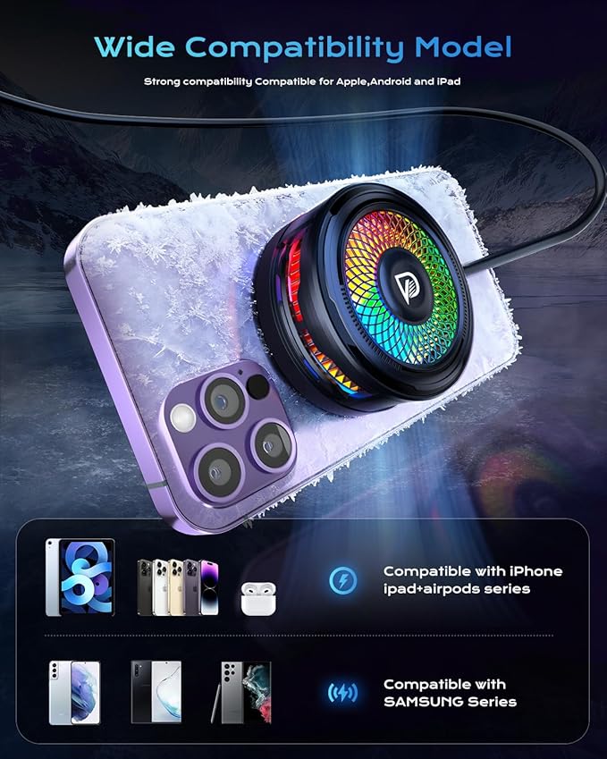 Doge&Vollar 25W Qi2 Certified Magnetic Charger with Cooling System - Phone Cooler for Gaming, Magsafe Charger for iPhone 17/16/15/14/13/12 Series