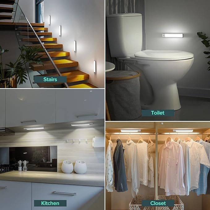 BLS 36 LED Closet Light Battery Powered, Super Bright Under Cabinet Lighting, Motion Sensor Indoor, Wireless, 1500mAh Rechargeable Battery Operated, 3 Pack