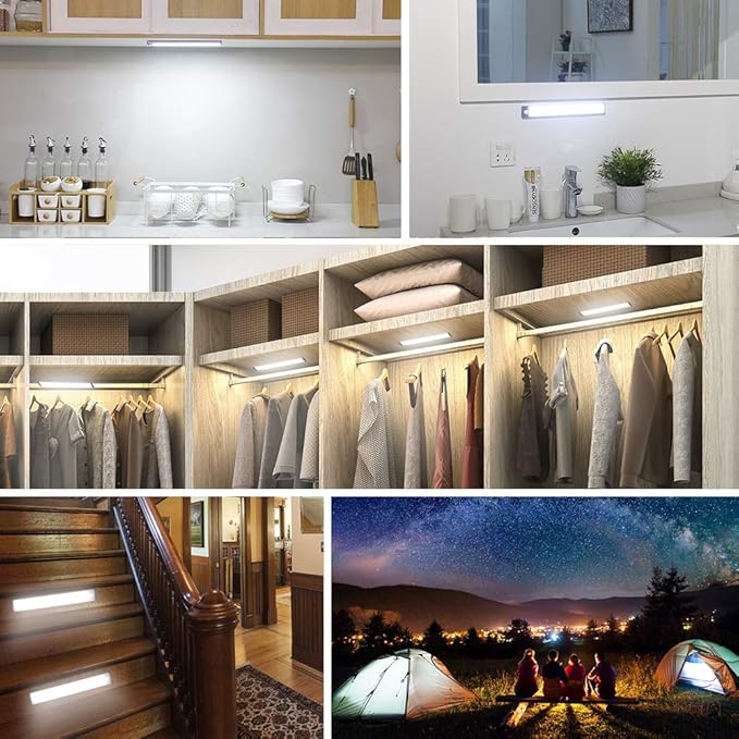 Rechargeable Motion Sensor Led Lights Ultra Thin Softer Under Counter 54-LED Closet Lighting Battery Operated Light Kitchen Under Cabinet Lighting Stick On Lights Night Light Wireless Light (2PACK)