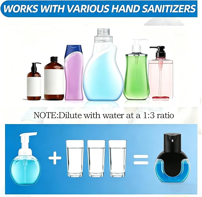 Automatic Soap Dispenser Touchless,Rechargeable Foaming Soap Dispenser,15oz/420ml Smart Hand Soap Dispensers,4-Level Adjustable,Wall Mount for Bathroom Kitchen Dish Soap,Hands-Free (Black)