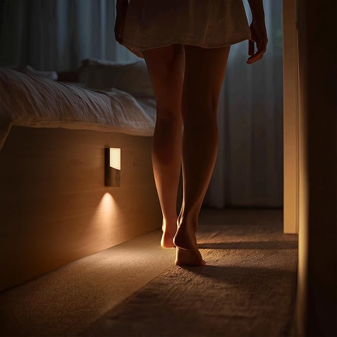Lyridz Motion Sensor Wall Sconce (2 Pack), Up & Down Dual Beam Night Light, 270-Day Battery Life, Wireless Magnetic Stick-on Hallway Lights, Dimmable LED for Stair, Bedroom, Bathroom (Warm White)